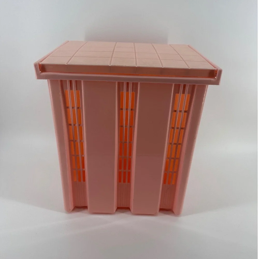Festival Vintage Pink Plastic Laundry Hamper Retro Mid Century Storage Bin